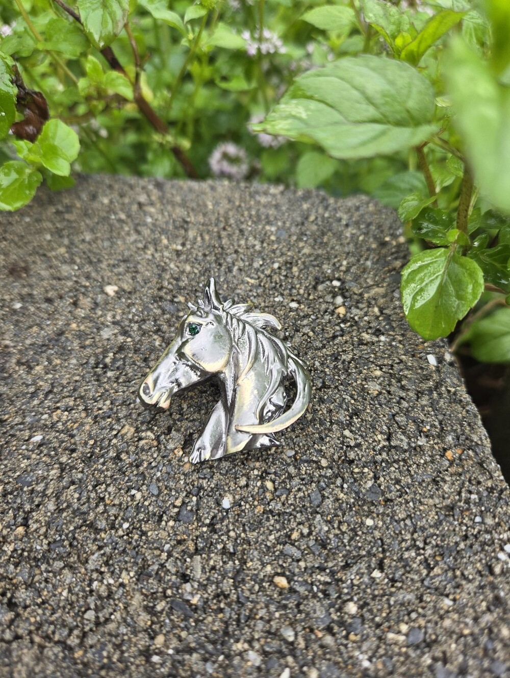 Silver Tone Horse Brooch